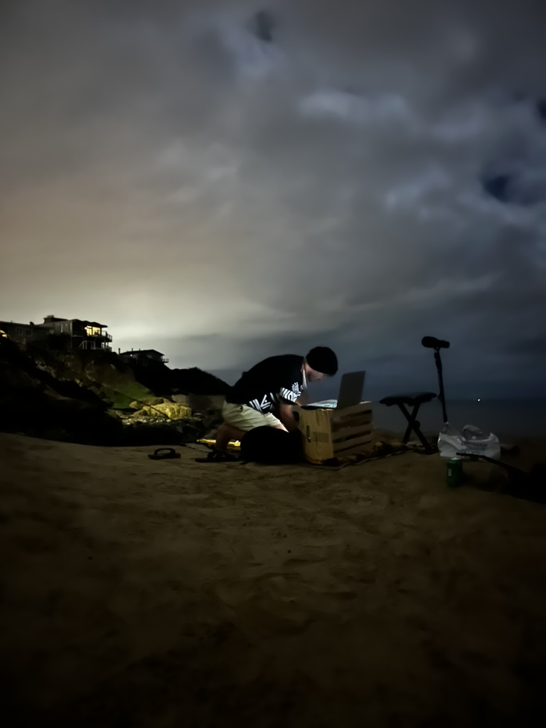 Lucas of L'ocean playing a night session at Sunset Cliffs, San Diego